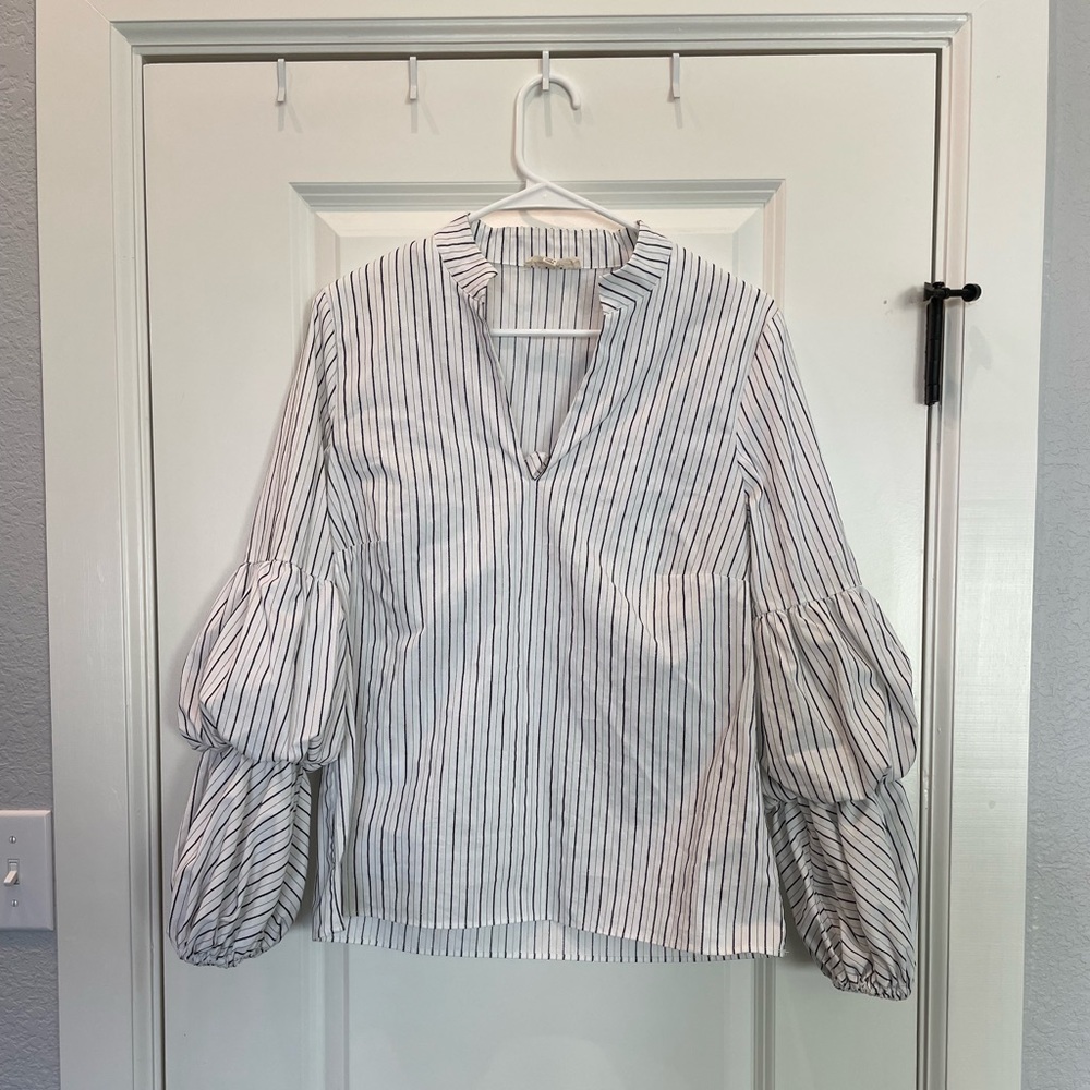black and white striped blouse